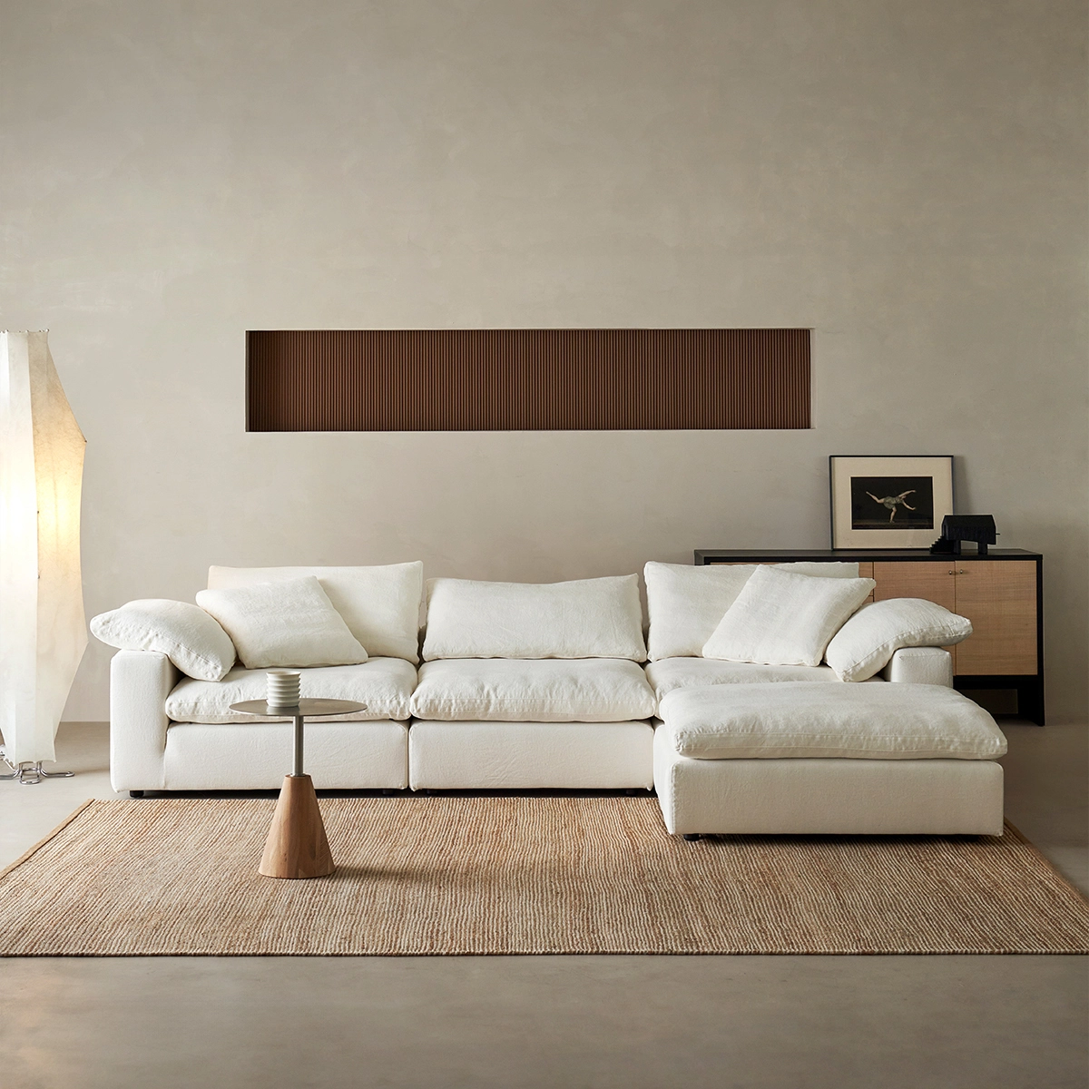 Nube Modular Linen and Goose Down Filled Sectional Sofa