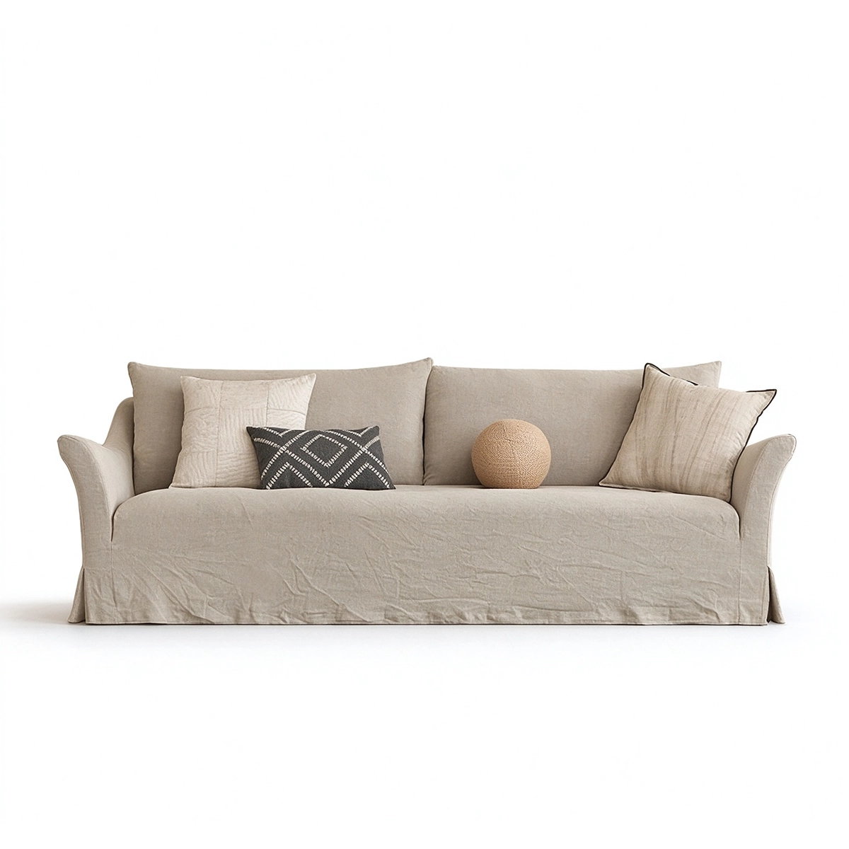 Luce 3-Seater Khaki Linen Deep Seating Down Filled Sofa